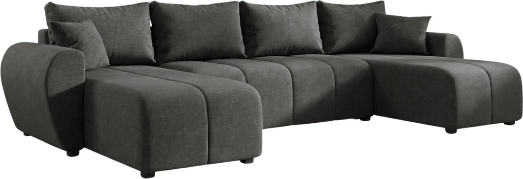Coltar extensibil in forma de U SEVIO, gri inchis, 311x145 cm + 2 perne GRATUIT