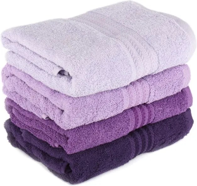 Set 4 prosoape din bumbac Rainbow Violet, 50 x 90 cm, violet