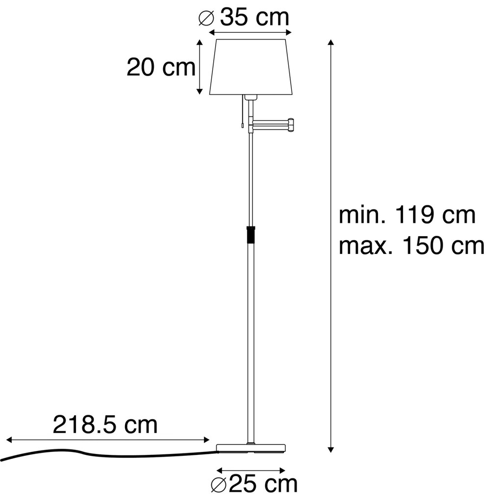 Lampă de podea inteligentă bronz cu abajur alb inclusiv Wi-Fi A60 - Ladas Deluxe