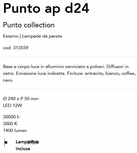 Aplica LED iluminat exterior ambiental Punto ap d24 alba