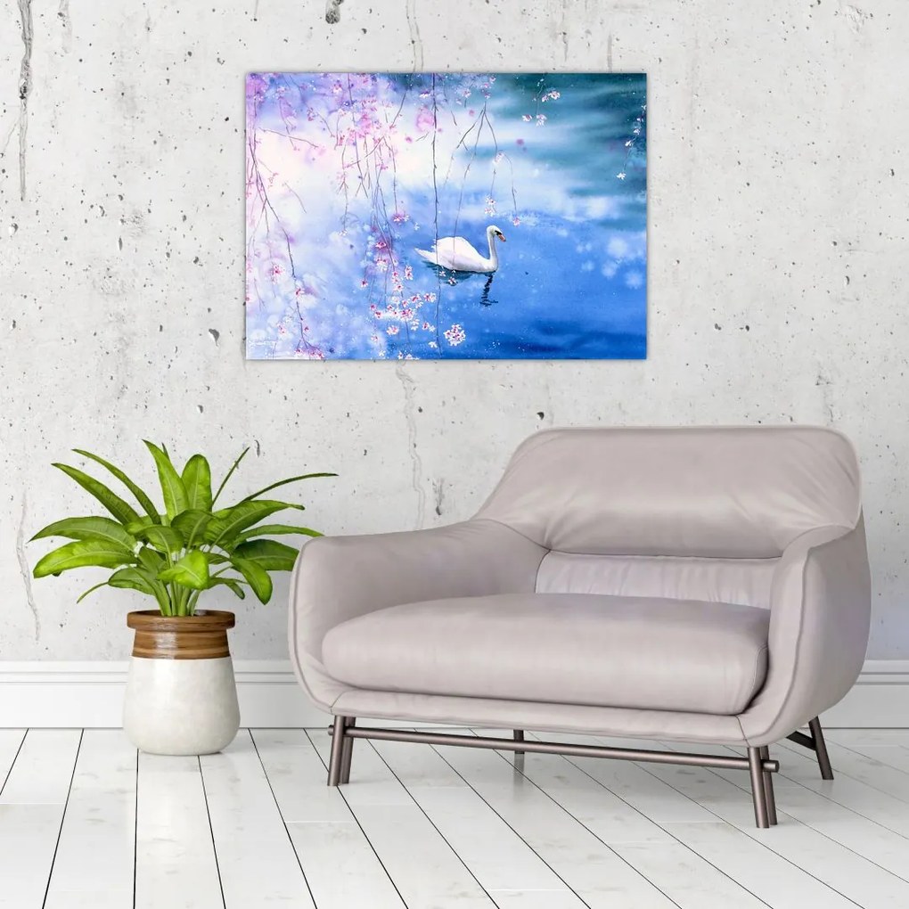 Tablou pe sticlă - Lacul magic (70x50 cm)
