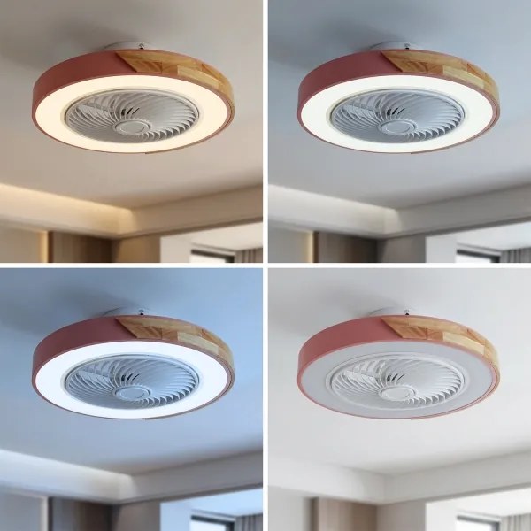 Brilagi - Corp de iluminat LED dimabil cu ventilator LED/38W/230V 50 cm roz/stejar + telecomandă