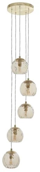 Endon 91972 - Lustră pe cablu DIMPLE 5xE14/7W/230V auriu/bej fumuriu