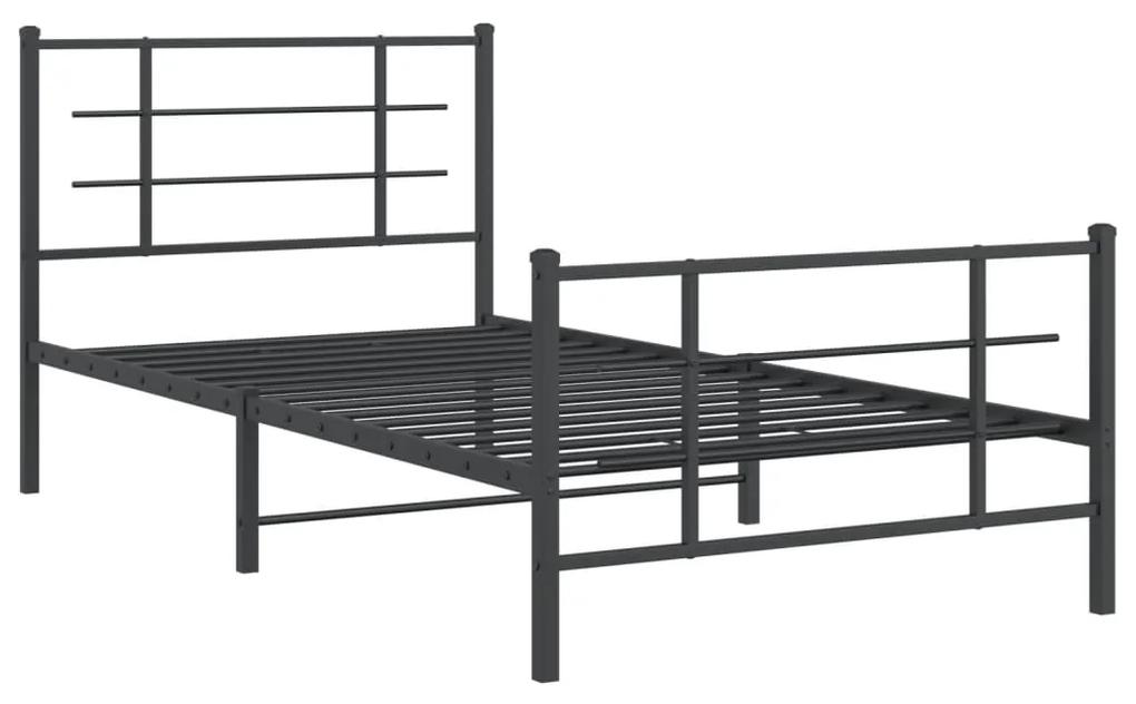 355575 vidaXL Cadru pat metalic cu tăblii de cap/picioare, negru, 107x203 cm