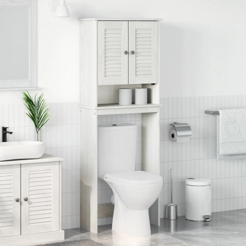 vidaXL Dulap pentru toaletă Alb 60 x 27 x 161 cm Lemn masiv de pin