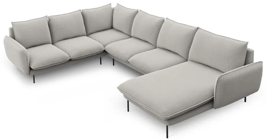 Coltar tapitat Vienna 7 locuri picioare negre – L330 x l235 x h95