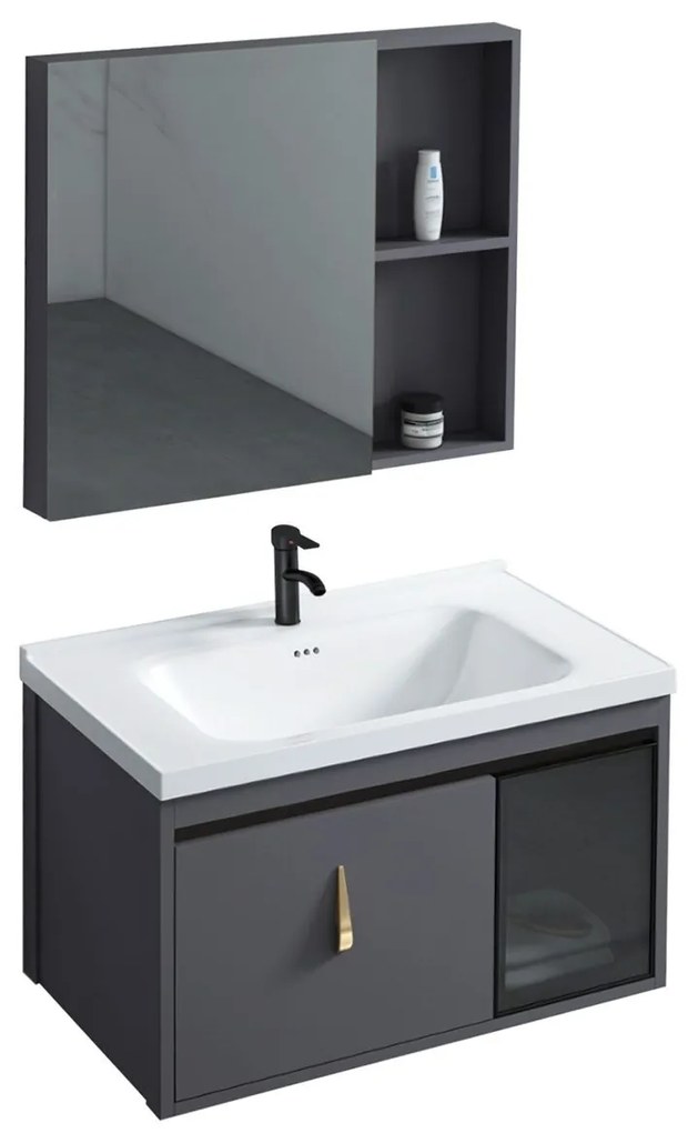 Set mobilier de baie cu lavoar Paris 60cm Grey
