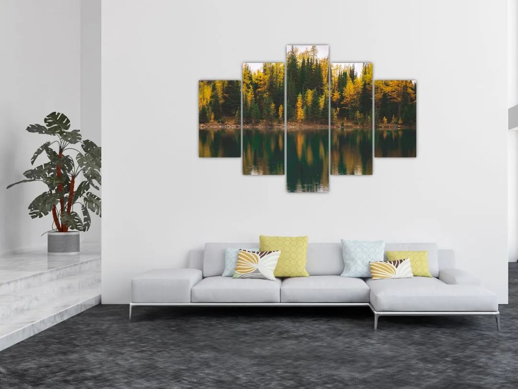 Tablou cu lac de pădure (150x105 cm)