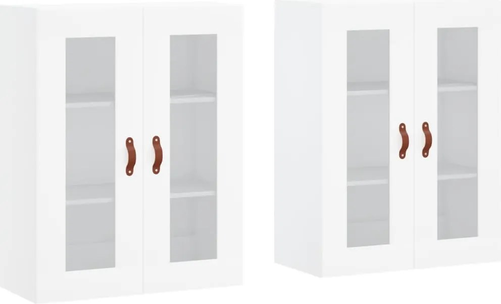 vidaXL Dulapuri montate pe perete, 2 buc, alb, lemn prelucrat