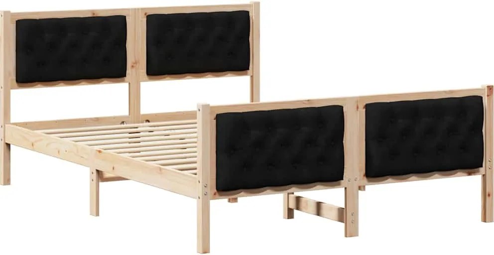 vidaXL Cadru de pat cu headboard Negru 150 x 200 cm Lemn de pin masiv