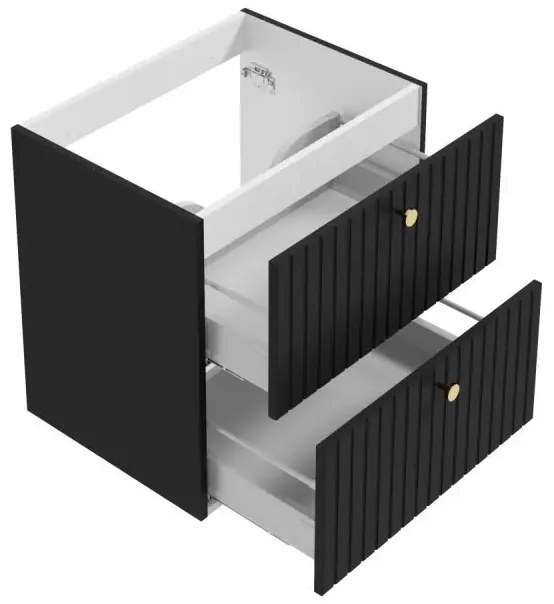 Dulap baie suspendat 60 cm pentru lavoar, negru mat, Defra Fuego 60 cm