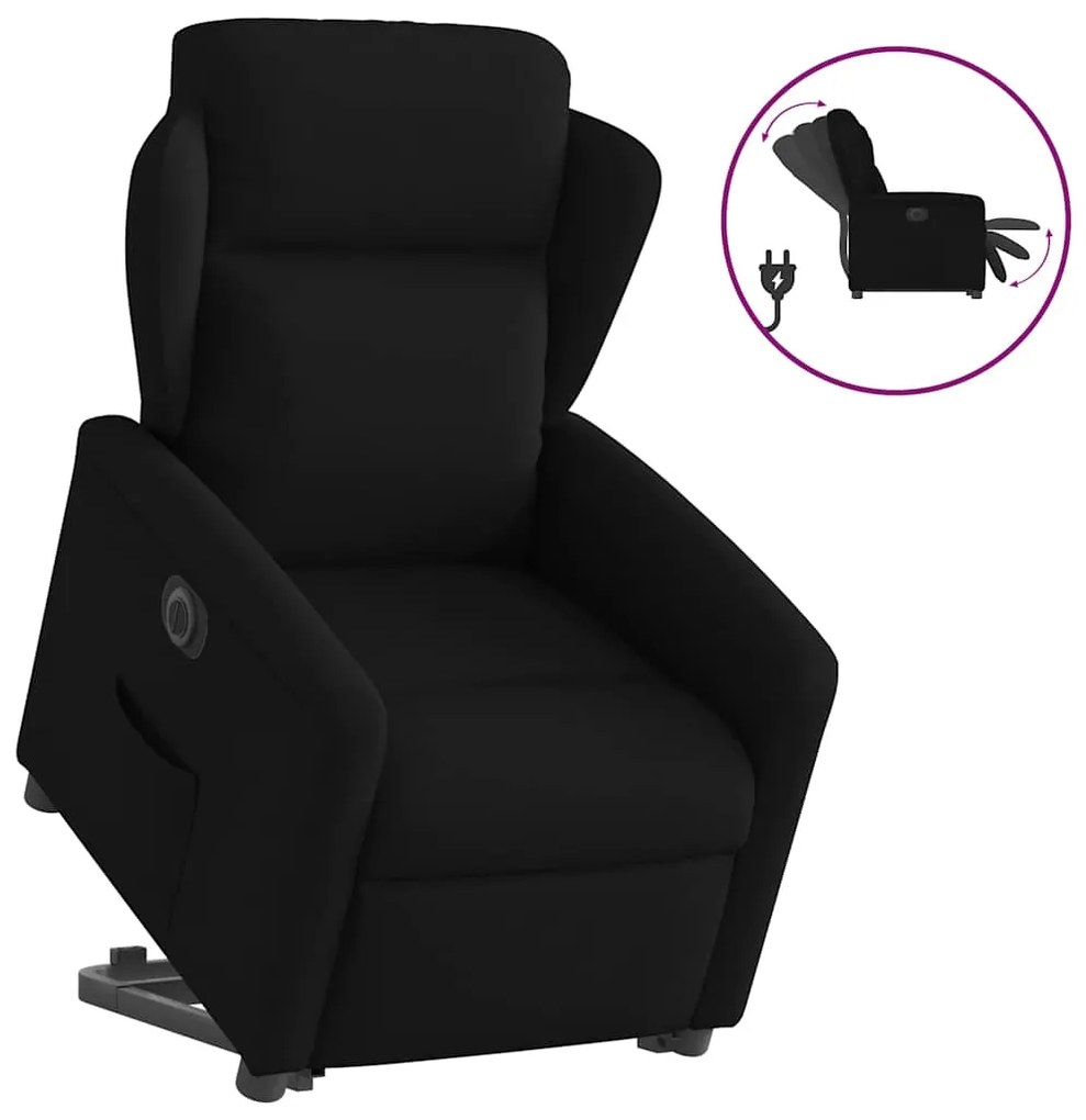 vidaXL Fotoliu electric rabatabil cu ridicare, negru, textil
