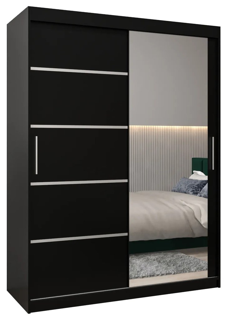 Dulap de haine 150 cm cu oglindă Verika 2 150 (negru). 1064205