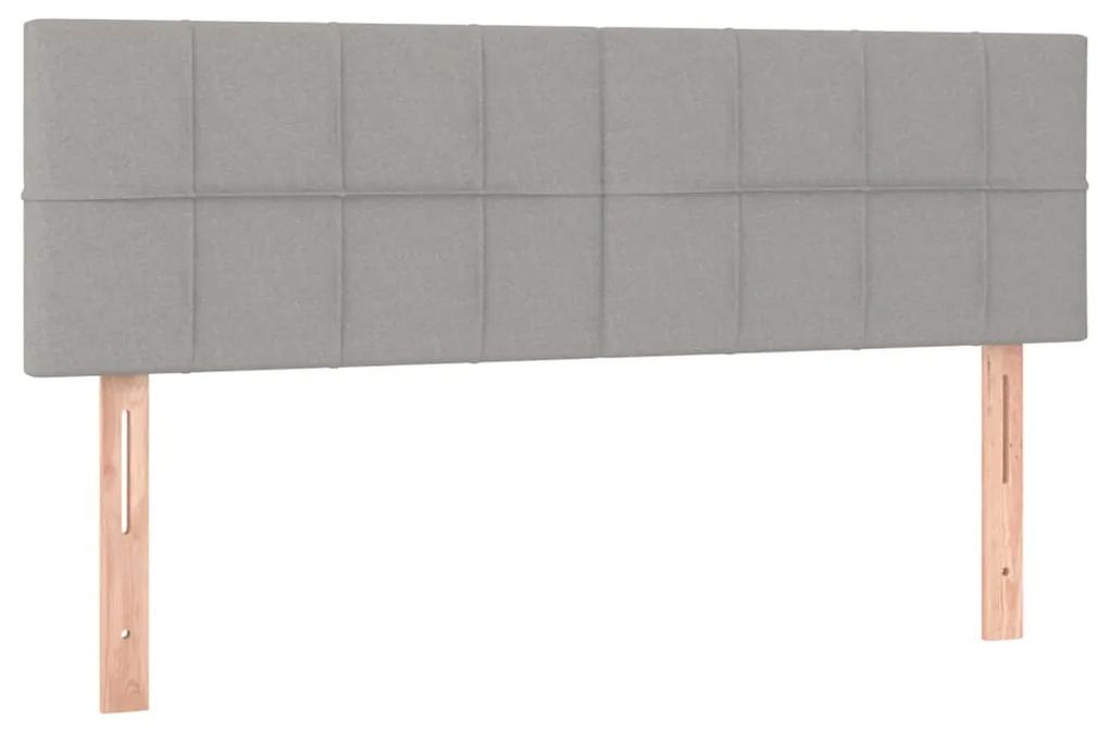 Pat box spring cu saltea, gri deschis, 140x190 cm, textil Gri deschis, 140 x 190 cm, Cu blocuri patrate