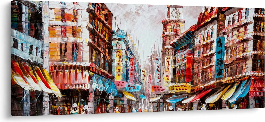 Tablou - Hong Kong, pictură în ulei (120x50 cm)