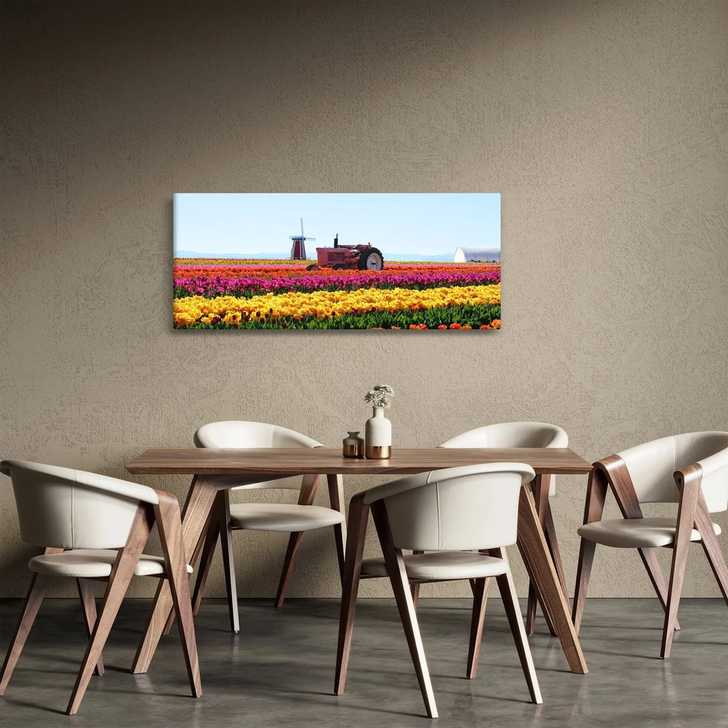 Tablou cu farma de lalele (120x50 cm)