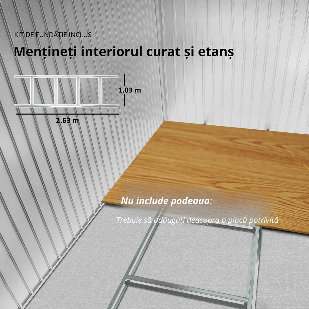 Outsunny Magazie Spațioasă pentru Grădină cu Uși Glisante și Ventilație, Structură din Oțel Durabil, 277x195x192 cm, Verde | Aosom Romania