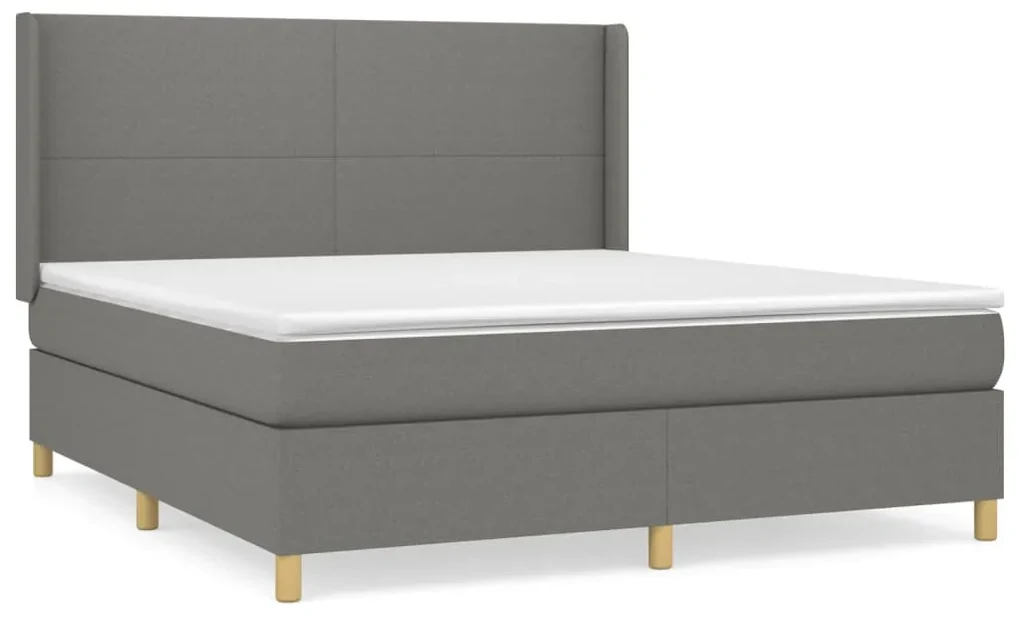 3131842 vidaXL Pat continental cu saltea, gri închis, 160x200 cm, țesătură
