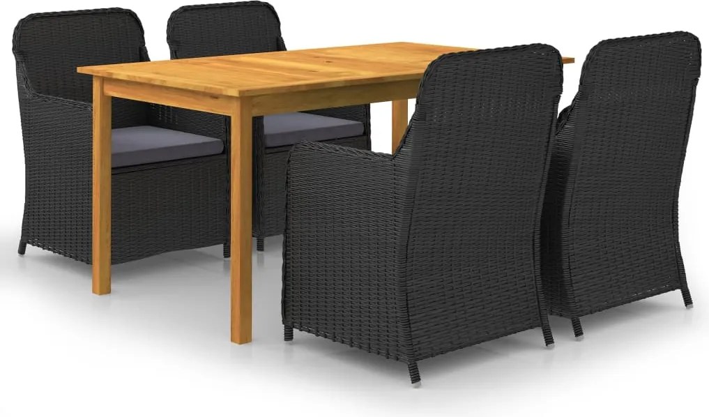 vidaXL Set mobilier de grădină, 5 piese, negru