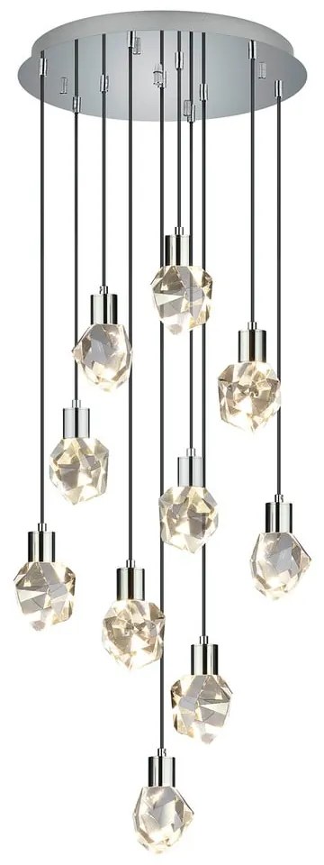 Lustră argintie LED cu abajur din sticlă ø 51,5 cm Verano – Trio Select