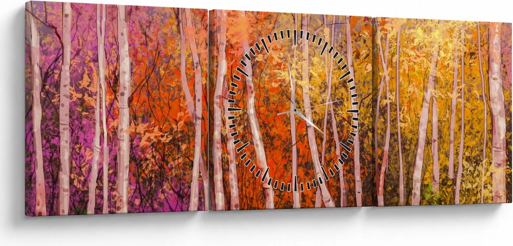 Tablou - Pădurea colorată (cu ceas) (90x30 cm)