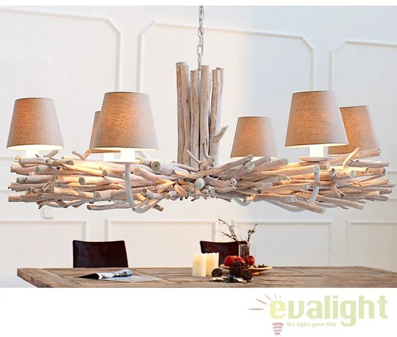 Candelabru natural si modern din ramuri cu 5 brate, Euphoria A-35954 VC