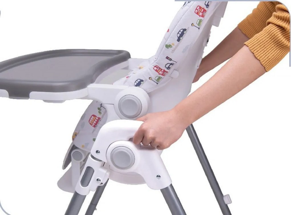 Scaun de masa pentru copii si bebe NOVOKIDS™ Go baby reglabil in 6 trepte de inaltime , Pliabil , Centura de siguranta, Sezut comfortabil, Masuta
