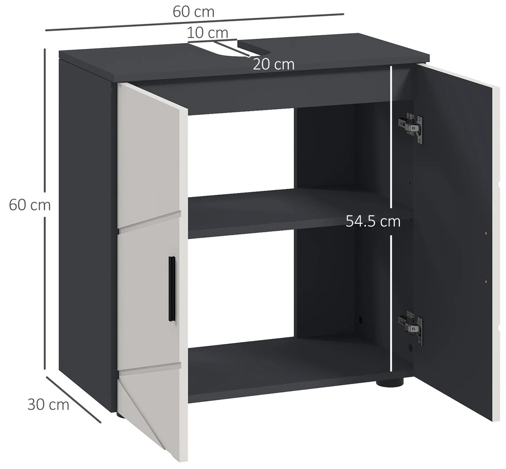 kleankin Dulap sub Chiuveta, Dulap de Baie, Dulap de Depozitare pentru Chiuveta, 60 x 30 x 60 cm, Gri Deschis | Aosom Romania