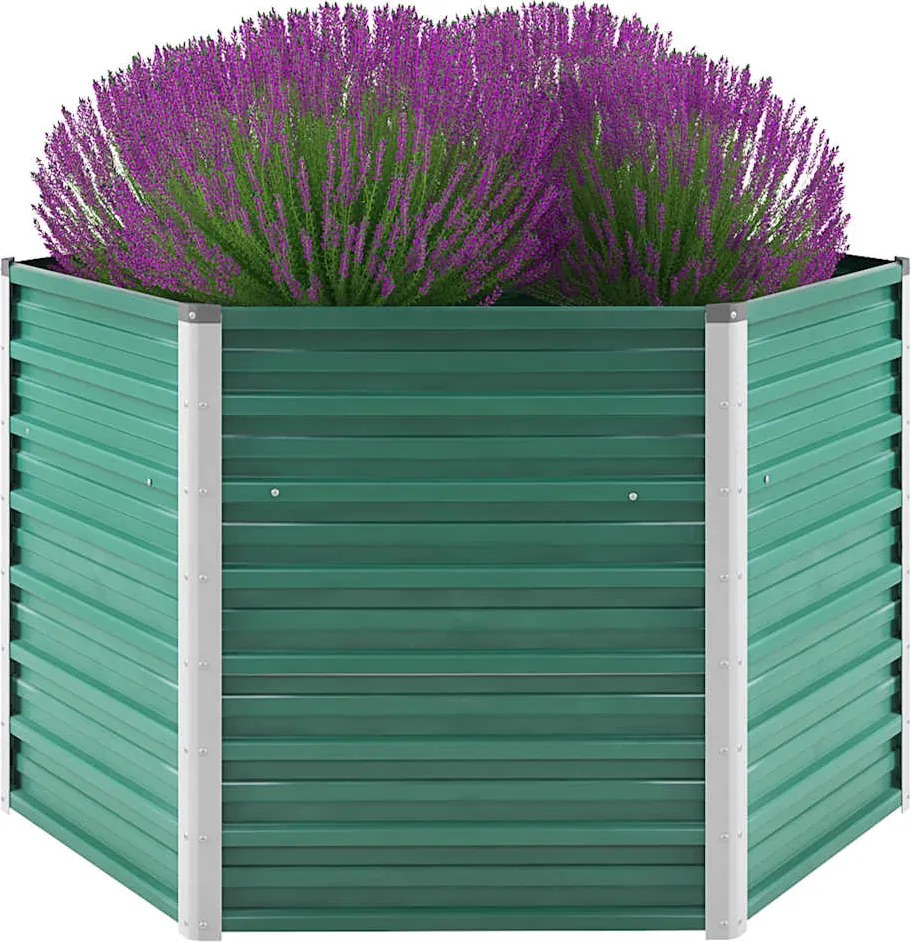 vidaXL Strat înălțat de grădină, verde, 129x129x77 cm, oțel galvanizat