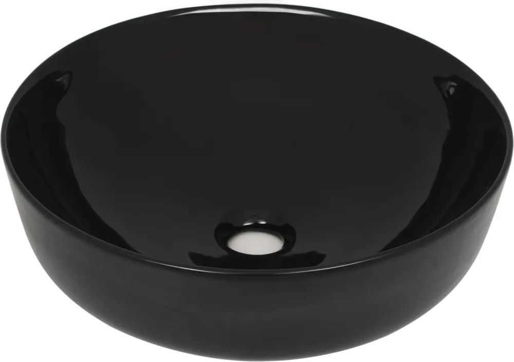 vidaXL Chiuvetă din ceramică, rotundă, 41,5 x 13,5 cm, negru