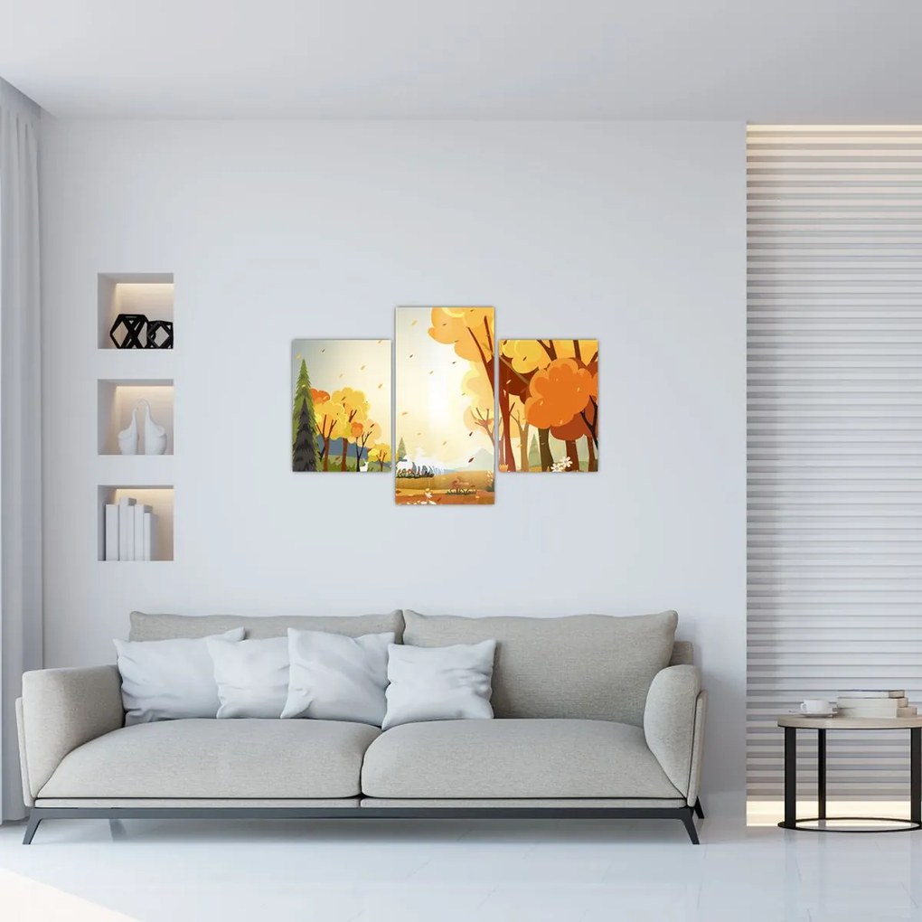 Tablou - Peisaj de toamnă, ilustrație (90x60 cm)