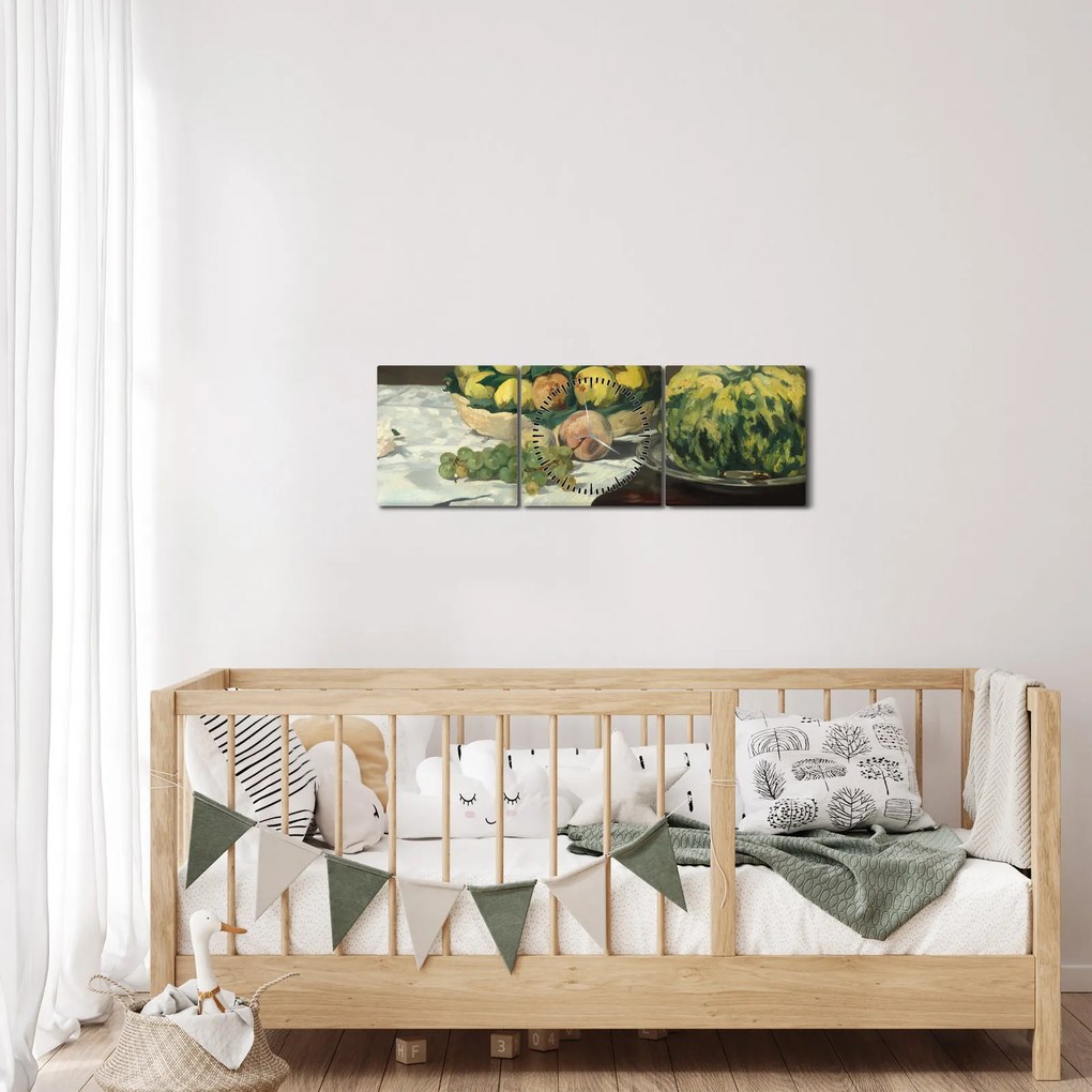 Tablou - Edouard Manet, Still Life with Melon and Peaches, reproducere (cu ceas) (90x30 cm)