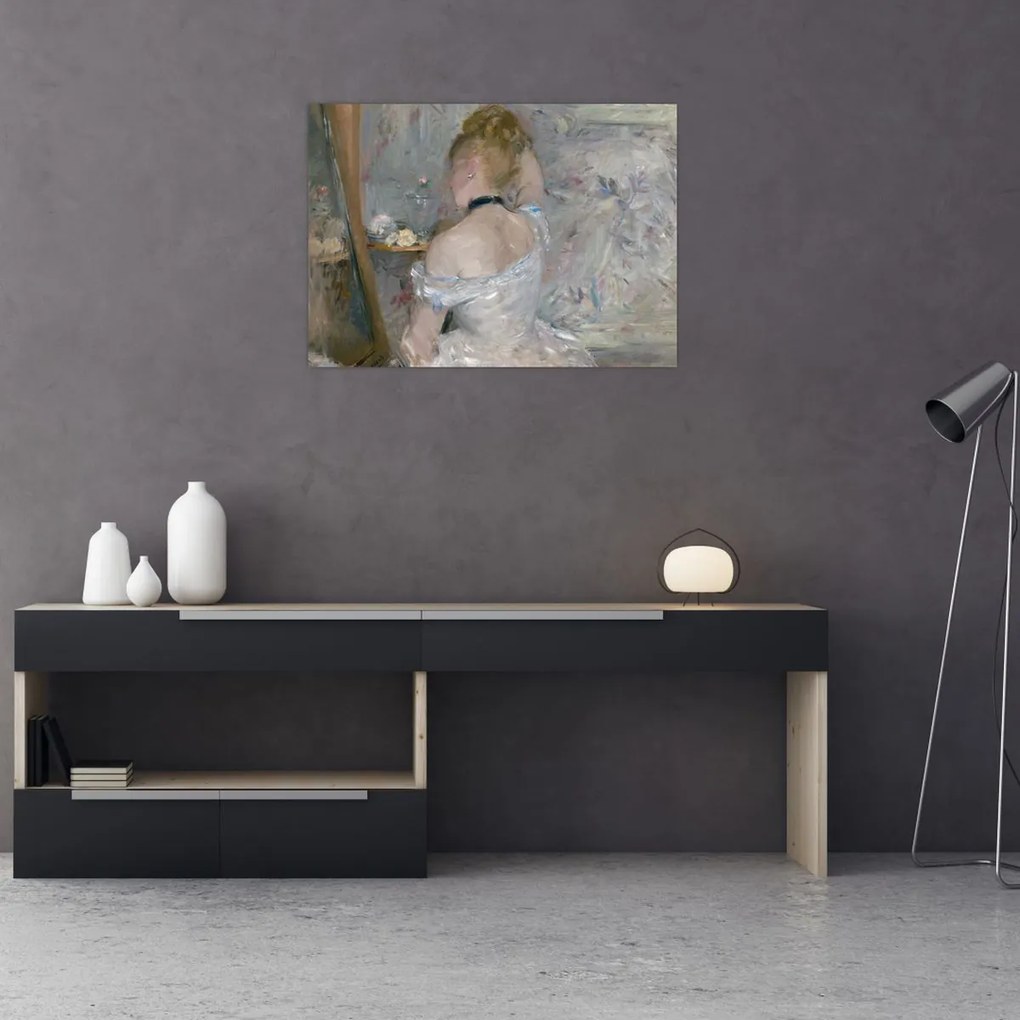Tablou pe sticlă - Berthe Morisot, Woman at Her Toilette, reproducere (70x50 cm)