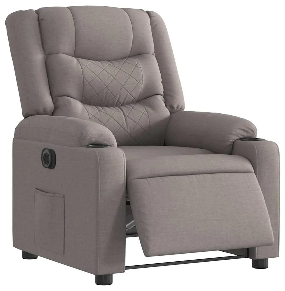 vidaXL Fotoliu rabatabil electric, gri taupe, material textil