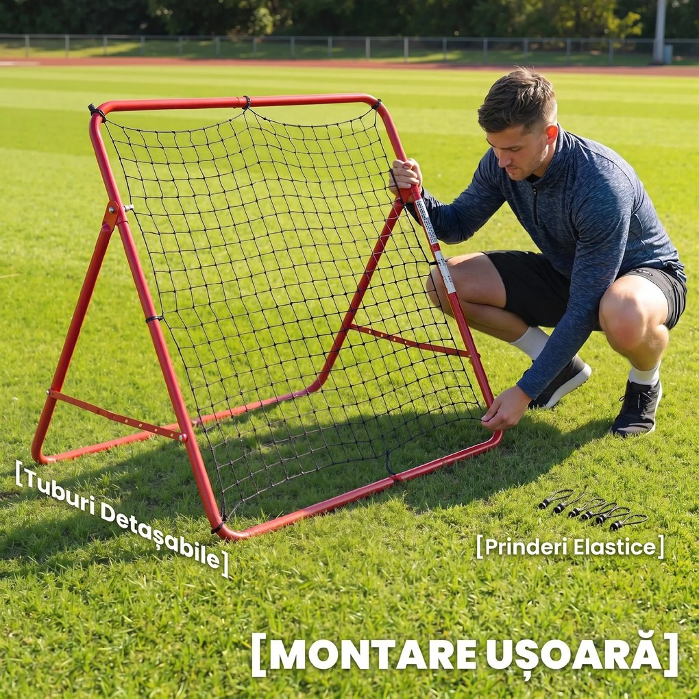 SPORTNOW Plasă Rebounder pentru Fotbal, Ușor de Montat, cu 5 Unghiuri Ajustabile, Echipament Portabil pentru Antrenament și Practică de Fotbal, Baseball și Softball în Grădină sau în Parc | Aosom Romania
