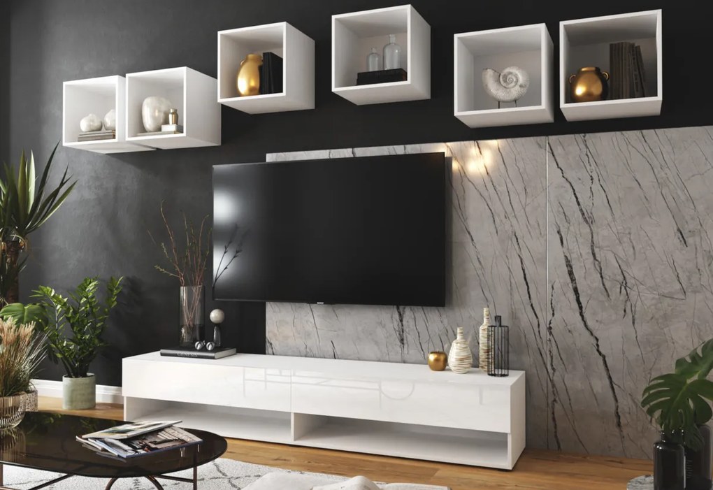 Expedo Set mobilier ELPASO 27 + LED iluminat, negru/negru luciu