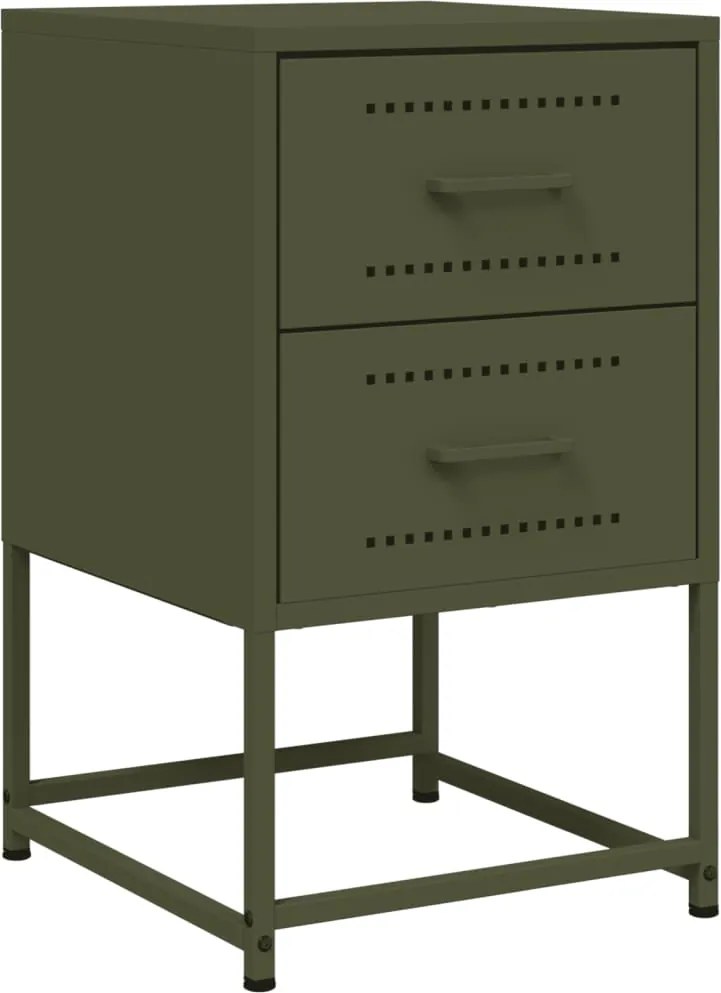 vidaXL Noptieră, verde olive, 36x39x60,5 cm, oțel