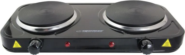 Plita electrica dubla Esperanza EKH010K, 2x1000W, 15.5 cm, 5 trepte, Strat antiaderent, Negru
