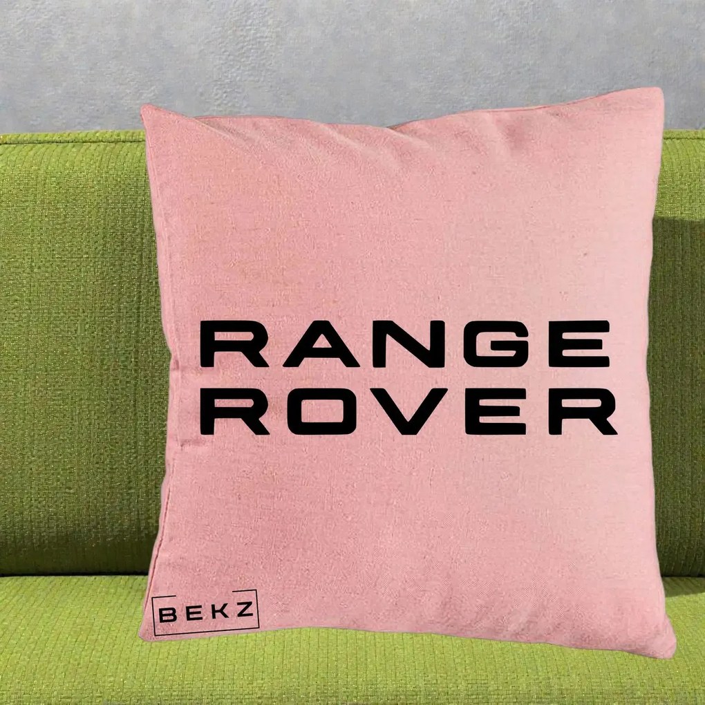 Perna Personalizata cu emblema Range Rover, 40x40 cm, Roz, Husa Detasabila, Perna Inclusa, BEKZ®