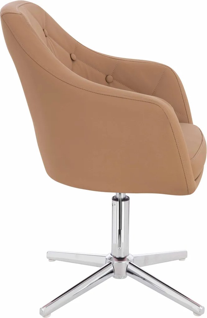 HR831CROSS Scaun Caramel Piele Ecologica Premium Soft cu Bază Cromata