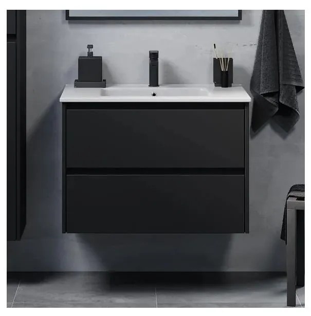 Dulap de baie cu lavoar MOLDE, 80 cm, negru