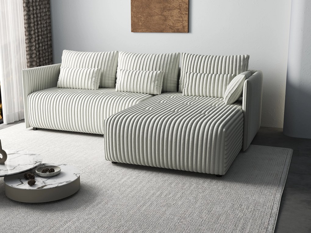 Colțar extensibil dumonde cu ladă de depozitare si sezut confortabil din spuma high-density, Malta Ambience White II 235x185 cm