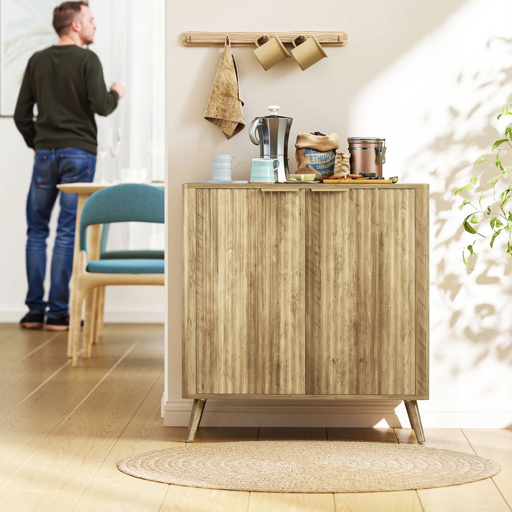 HOMCOM Bufet sufragerie mobilier de depozitare cu dulap cu 2 uși și raft reglabil, 77 x 40 x 81 cm, aspect lemn | Aosom Romania