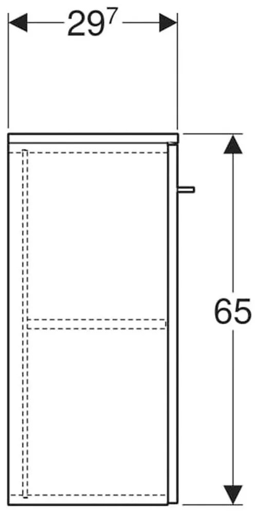 Dulap baie suspendat Geberit Selnova Square, o usa, 65 cm, nuc inchis Nuc inchis