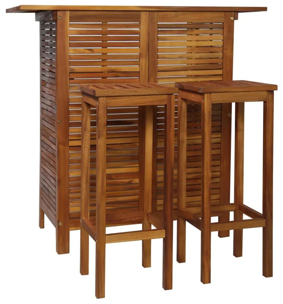 44008 vidaXL Set masă și scaune de bar, 3 buc., lemn masiv de salcâm