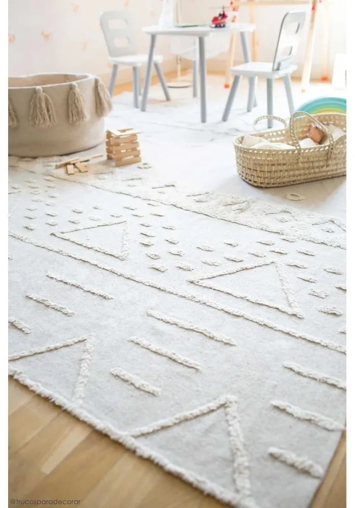 Covor alb lavabil/țesut manual din bumbac 170x240 cm Tribu Natural – Lorena Canals