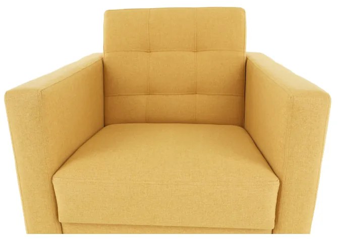 Set complet tapitat de canapea cu fotoliu, tesatura de culoare mustar, AMEDIA