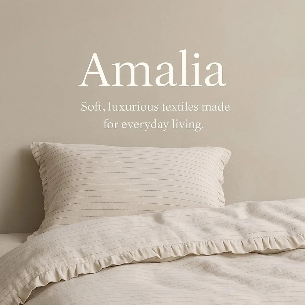 Lenjerie de pat bej din bumbac ranforcé pentru pat de o persoană 140x200 cm Amalia Striped – Mila Home Luxury