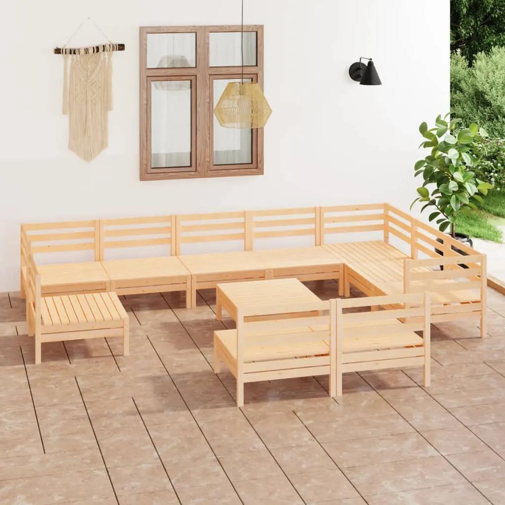 3083069 vidaXL Set mobilier de grădină, 11 piese, lemn masiv de pin