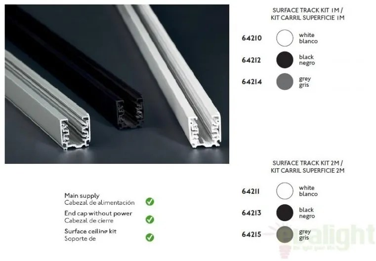 Sina metalica alba 2m, pentru spoturile pe sina de la Faro 64211
